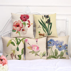 Decorative Pillow Cover with Flowers